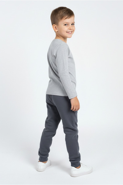 Kyron %100 Pamuk Cepli Erkek Çocuk Pantolon - GRİ ARABA BASKILI