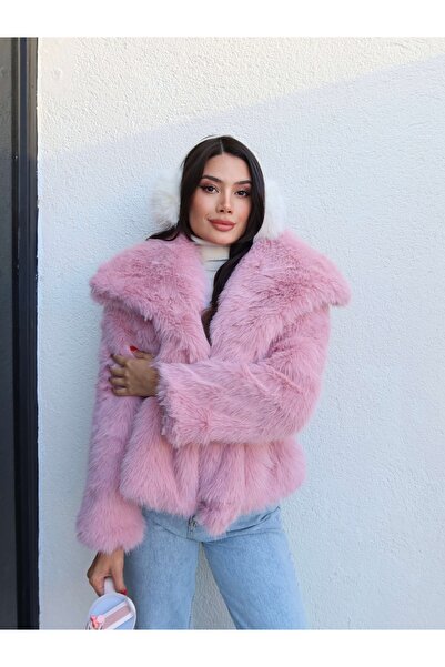 ESRAHELVACI Šálový límec s patentkami z umělé kožešiny