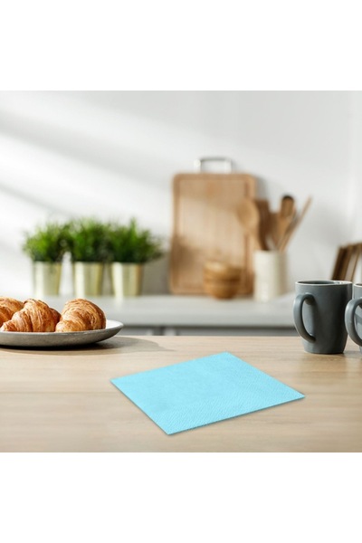 SHOPIENS Set 25 table napkins Shopiens®, with two absorbent layers, pastel blue color, 21 x 21 cm