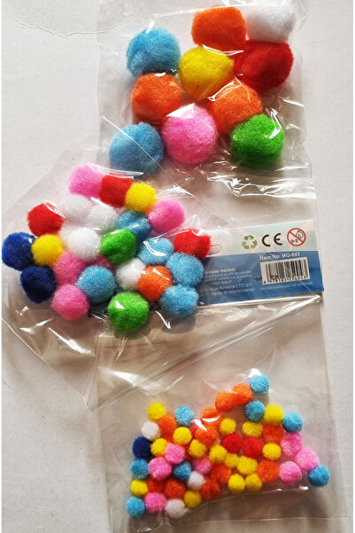 Modellino 3'lü 3 Boy 85 Adet Ponpon Bir Arada - 10mm 50 Adet - 20mm 25 Adet -...