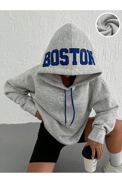 onlymoon أنثى ❖   هودي رمادي كبير الحجم ❖   بطانة داخلية من الصوف - مع غطاء ل...