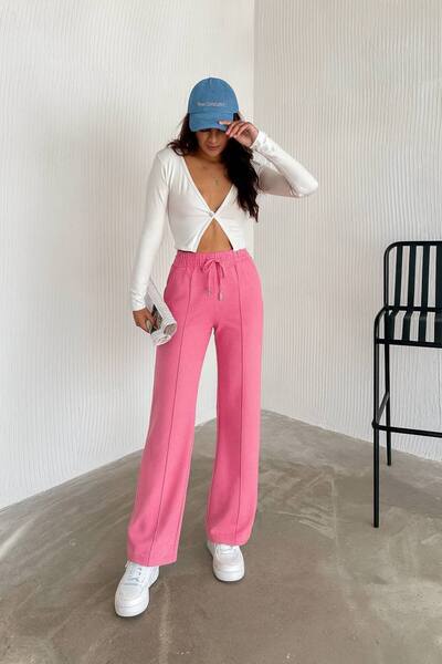Gugus Women's Modal Fabric with Fleece Inside, Thick Bottom, Sweatpants, Loose Fit, Wide Leg