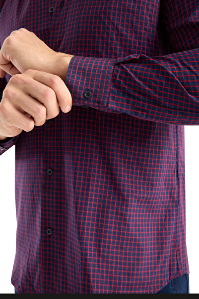 Varetta Men's Plus Size Navy Blue Long Sleeve Cotton Pocket Shirt