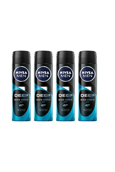 NIVEA Set 4 x Deodorant Spray Antiperspirant Deep Black Carbon Beat 150ml