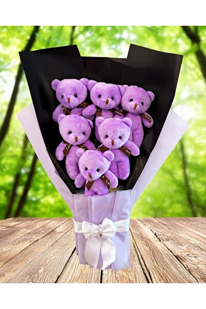 Linalux Gifts Mor Ayıcık Buketi - Peluş Buket - Sevgiliye - Kız Kardeşe - Abl...