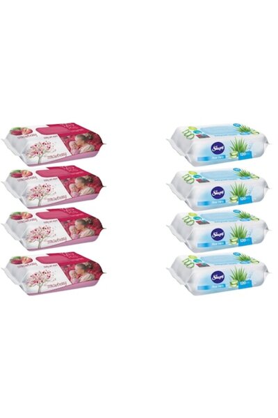 Sleepy Set Igiena 8 x Sleepy, 4 x Servetele Umede 120buc Strawberry, 4 x Servetele Umede 120buc Aloe Vera