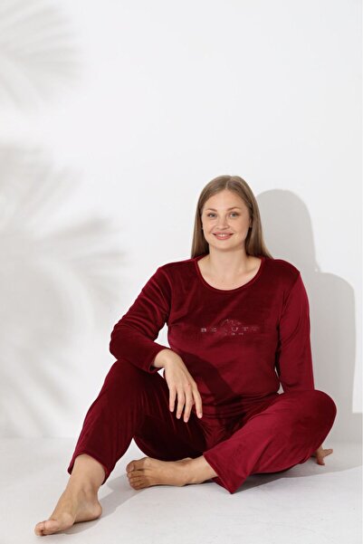 Elit Women's Plus Size Velvet Winter Pajama Set