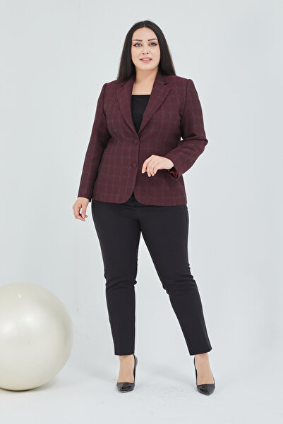 Fagi Women's Plaid Double Button Classic Jacket