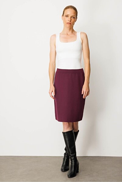 Desen Triko Women's Knitwear Plain Basic Skirt Plum
