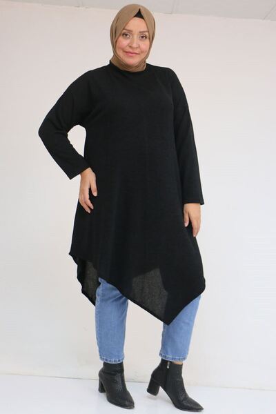 Eslina 58144 Plus Size Mir Tunic with Judge Collar - Black