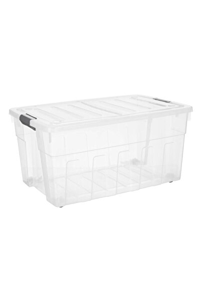 SHOPIENS Plastic storage box with lid and wheels Shopiens®, transparent, 120 l, 74x48x36 cm