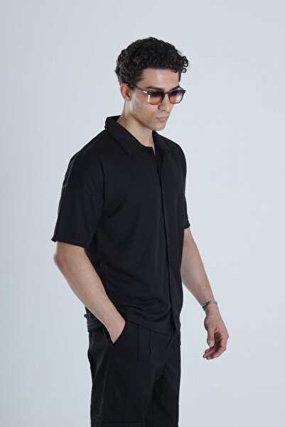 COCOPELLI Ανδρικό μαύρο casual πουκάμισο Χαβάης