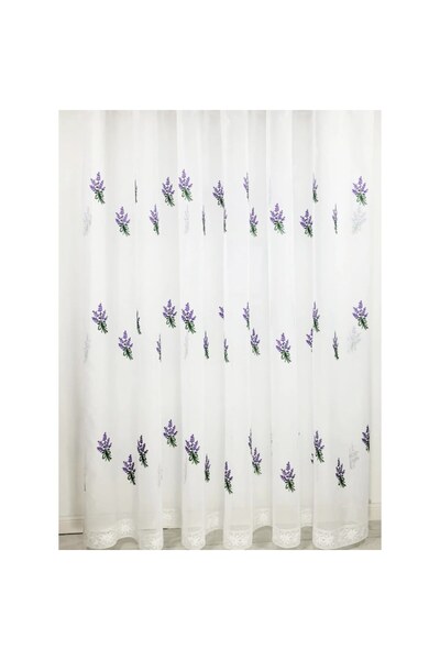 magazincovoare White kitchen curtain with lavender, fine and luminous fabric, rustic decor, handmade multifunctiona