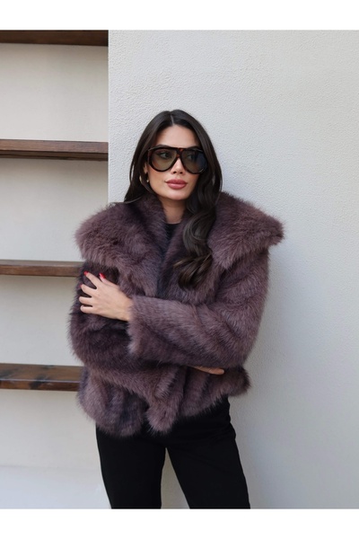 ESRAHELVACI Imported Shawl Collar Jacquard Faux Fur