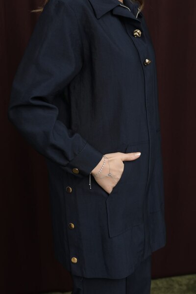 Puane Women's Button and Pocket Detail High-End Pants Suit