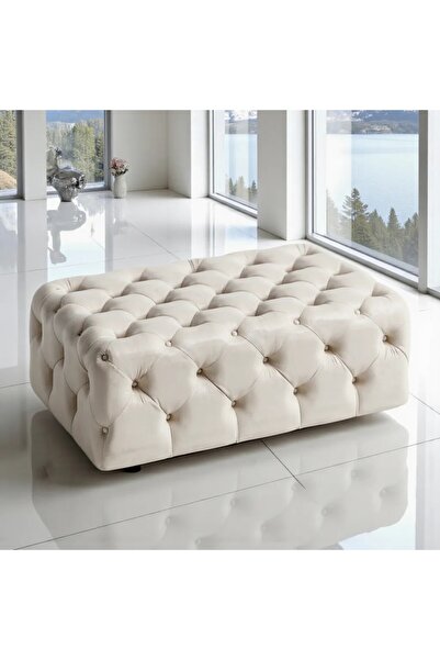 Smarto relax Guarda Kapitoneli Ayaksız Puf – Dekoratif 80x40x45 cm, Modern Ta...