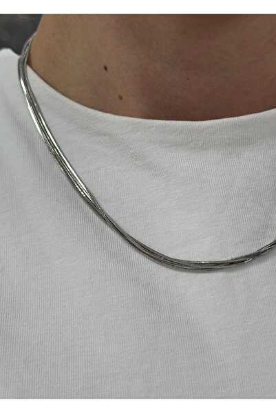 KİLİGİSTANBUL ÇELİK ÇOKLU ZİNCİR KOLYE 40+5 CM