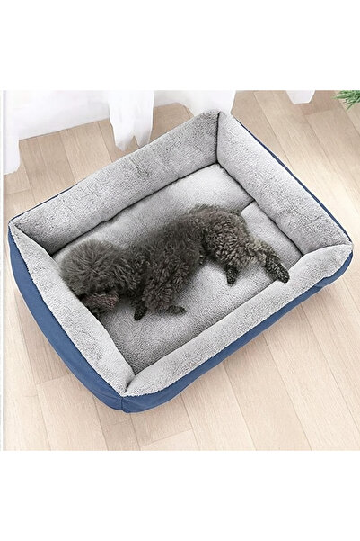 zola Culcus pentru animale, calduros, umplutura moale, 75 x 60 cm, albastru inchis/gri