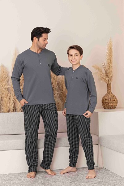 Tarık Father Son Combination Long Sleeve Interlock Pajama Set-4100