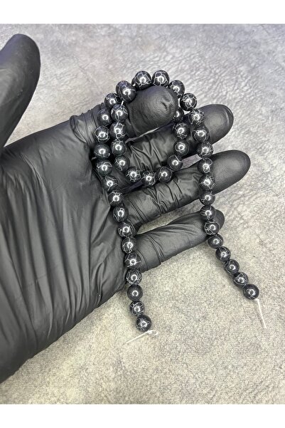 Mos Tespih Snur de margele din piatră naturală originală Havlit neagră (un sn...