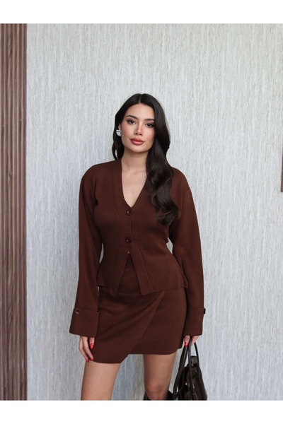 ESRAHELVACI Long Sleeve Skirted Knitwear Set