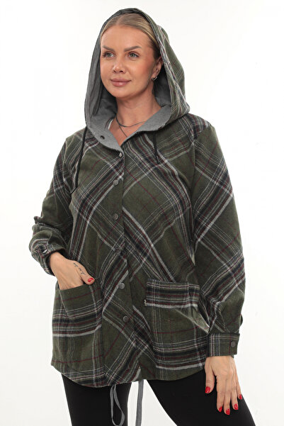 Lady Majestic Plus Size Comfortable Fit Hooded Lumberjack Women's Shirt Cardigan