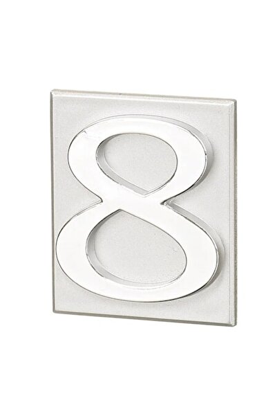 SHOPIENS Numar Casa Cifra 8 Autoadeziv PVC 40x47mm Argintiu Pentru Usa Poarta