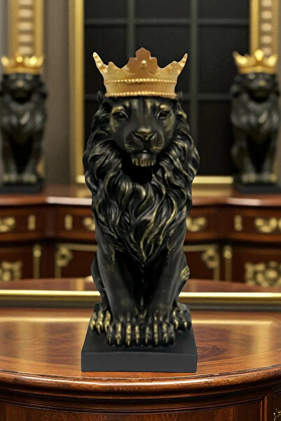 ay hediyelik Aslan Kral Heykeli Biblo - Dekoratif Polyester 14x35 cm