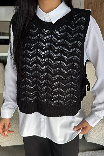 julude Black Shirt Combination Knitwear Sweater