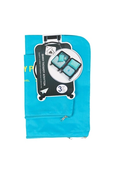 SHOPIENS Set 3 huse depozitare de calatorie pentru haine Shopiens®, turcoaz