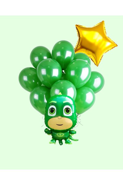 Evabrite Pijamaskeliler Foil Balloon Set - Lizard Child - Star Foil Birthday Party Set