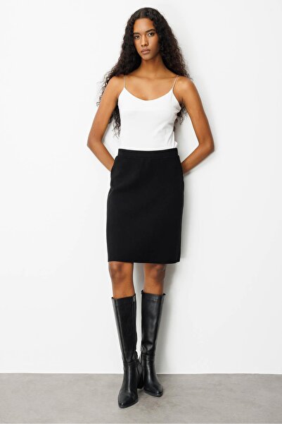 Desen Triko Women's Knitwear Plain Basic Skirt Black