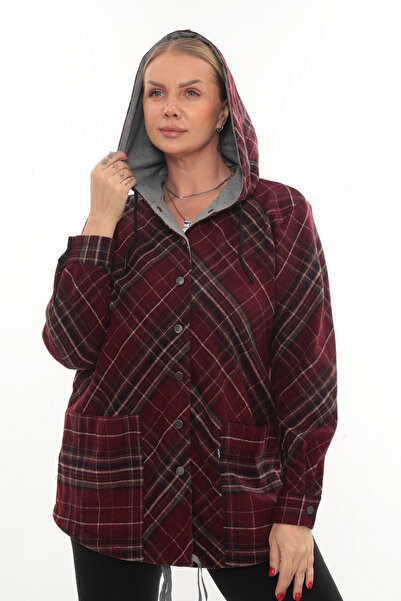 Lady Majestic Plus Size Comfortable Fit Hooded Lumberjack Women's Shirt Cardigan