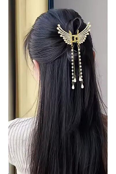 Shiklik Cataramă strălucitoare pentru femei, de culoare aurie, cu perle de pi...