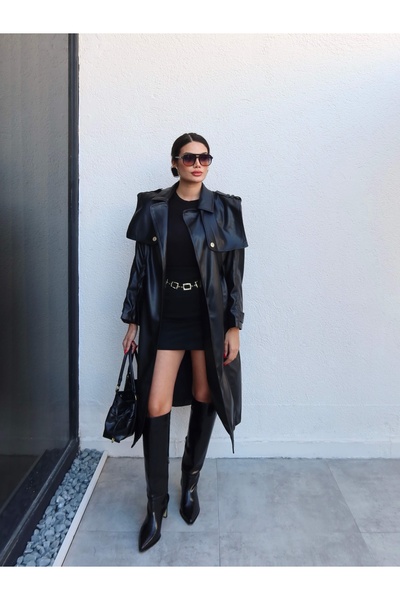 ESRAHELVACI Belted Leather Trench