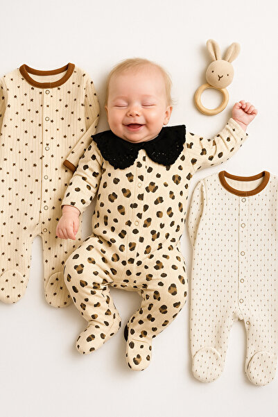 İZYALİF BABY Baby Girl 3-Piece Romper Set with Lace Booties and Snap Fasteners Size Chart in Images