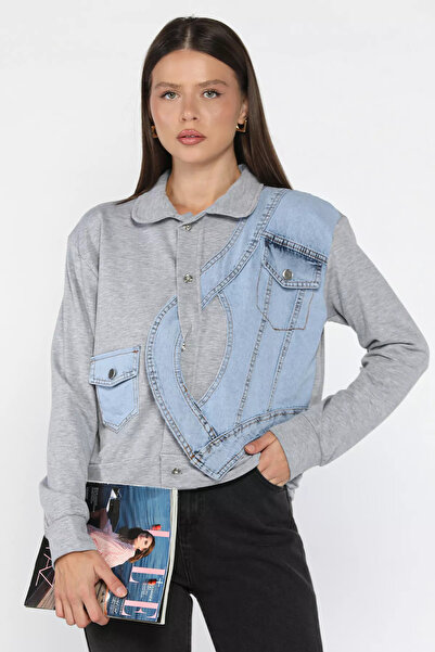 julude Gray Women's Denim Garnished Seasonal Jacket