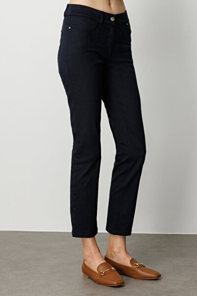 Ekol Γυναικείο παντελόνι με ψηλόμεσο στενό πόδι 1061 Navy Blue