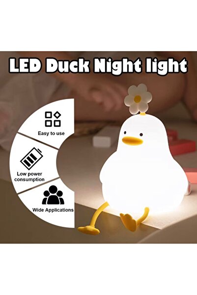 sonx Yumuşak Silikon Gece Lambası –sevimli ördek Dokunmatik & Sıkınca Yanan