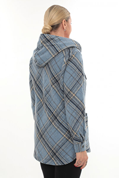 Lady Majestic Plus Size Comfortable Fit Hooded Lumberjack Women's Shirt Cardigan