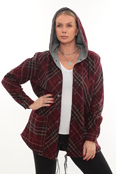 Lady Majestic Plus Size Comfortable Fit Hooded Lumberjack Women's Shirt Cardigan