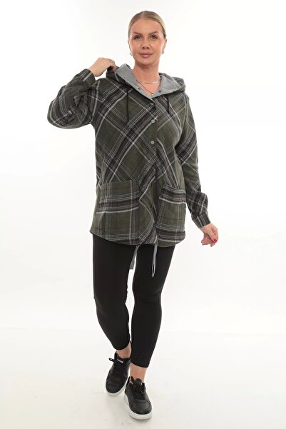Lady Majestic Plus Size Comfortable Fit Hooded Lumberjack Women's Shirt Cardigan
