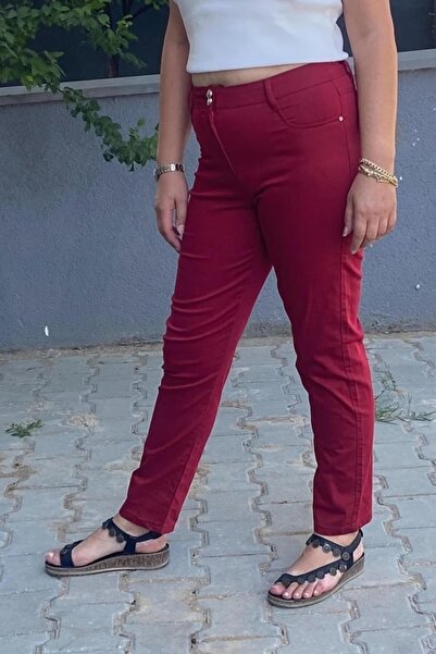 Mia Butik بنطال أنبوب أحمر نسائي