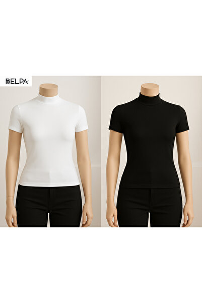 belpa Sıla Sella Short Sleeve Turtleneck Bodysuit Set of 2