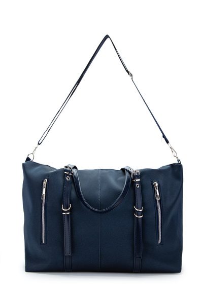 Kukura Faux Leather Women's Shoulder Bag with Pocket Detail London Navy Blue