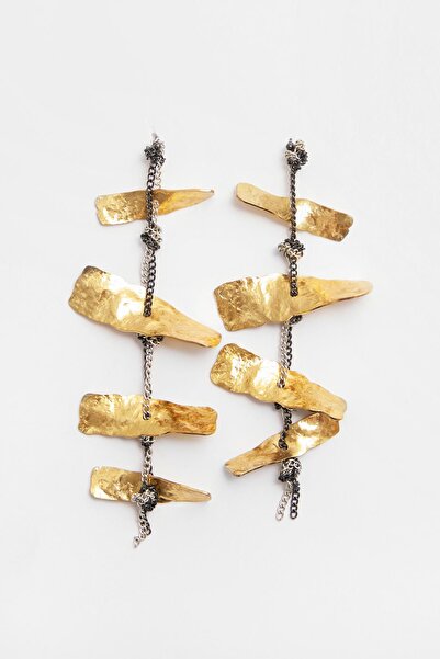 Pull & Bear Altın rengi parçalı zincir küpe