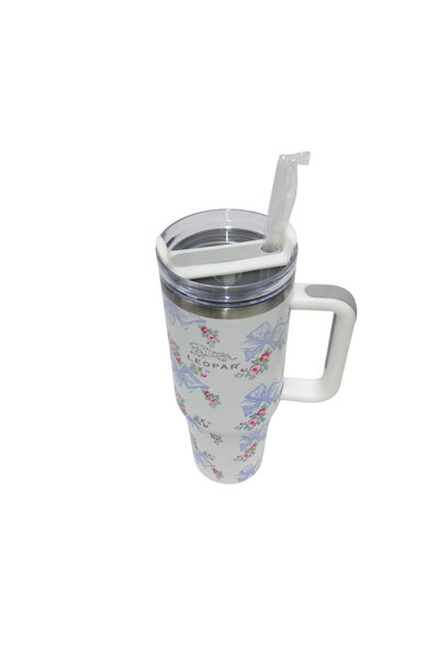Burak 1.2 Lt Steel Cup Thermos with Straw White Yk1549