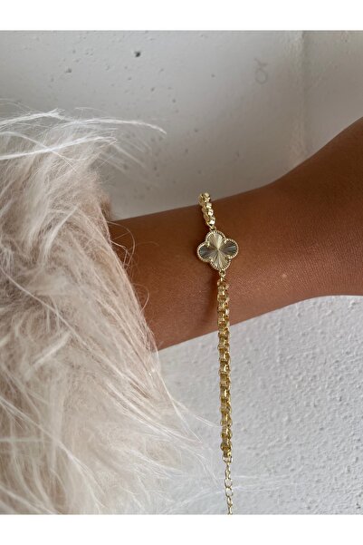 FASHİON JEWELRY 14 K Kuyum Model Lazer Kesim Şans Çiçeği Kadın Bileklik