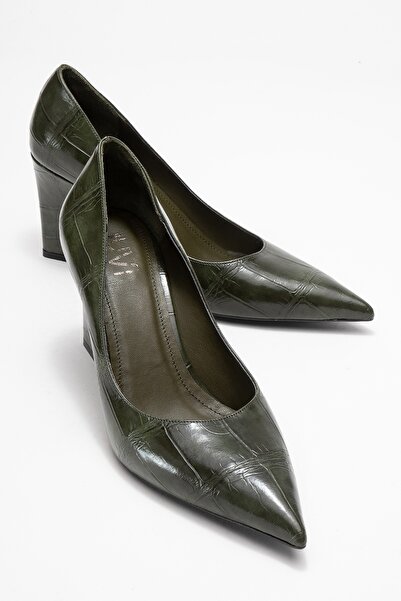 LuviShoes Puera Green Print Pointed Toe Women's Wedge Heel Shoes