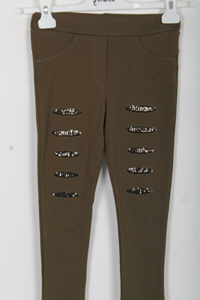 incity Girl's Sequin Embroidered Elastic Waist Leggings
